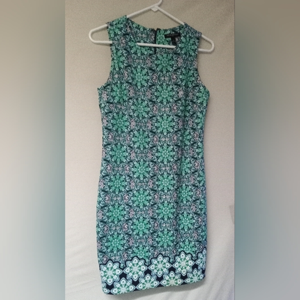 Banana Republic Floral Sleeveless Dress Green and Black Sz 4
